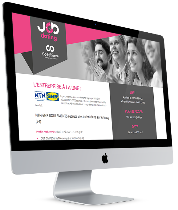 Page internet de Job dating, organisateur de rencontres de recrutement entre candidats et entreprises