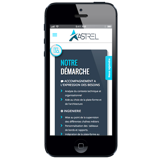 Vue Smartphone site internet Astrel