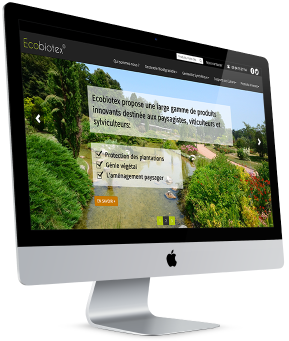 Page d'accueil du site internet d'Ecobiotex, importateur et distributeur de Importateur direct et distributeur de matériaux destinés aux techniques de Génie Végétal