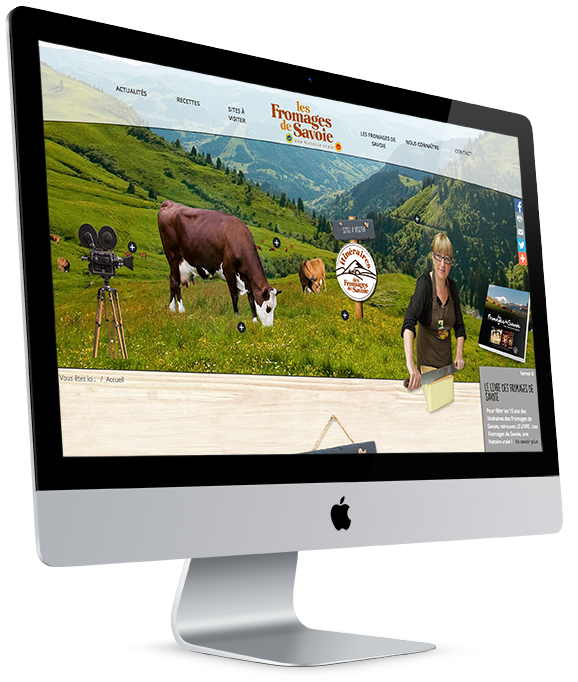 Page d'accueil du site vitrine Fromages de Savoie