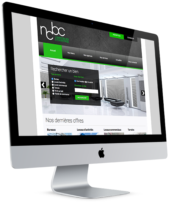 Page d'accueil du site Immobilier NCBC
